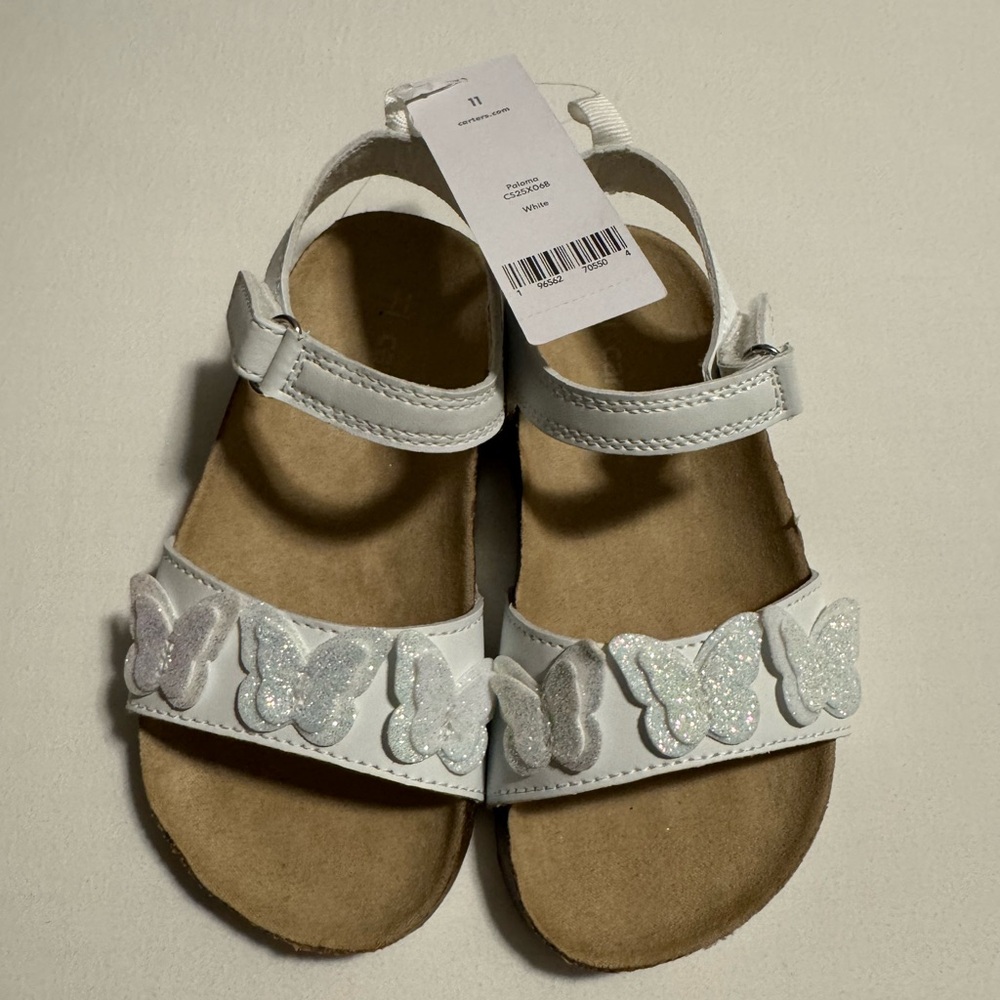 ⚡️⚡️SOLD⚡️⚡️Carter's White Glitter Butterfly Sandals girls